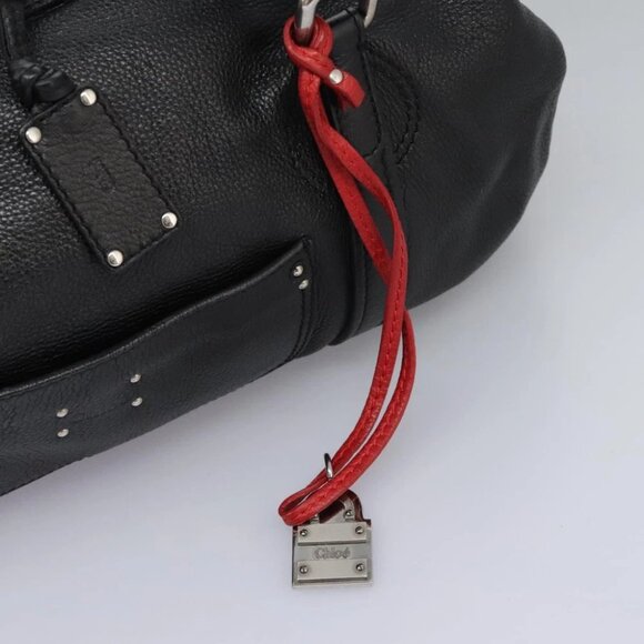 Chloe Mr Paddington Hand Bag Leather Black Silver Auth 113730V - Picture 13 of 15